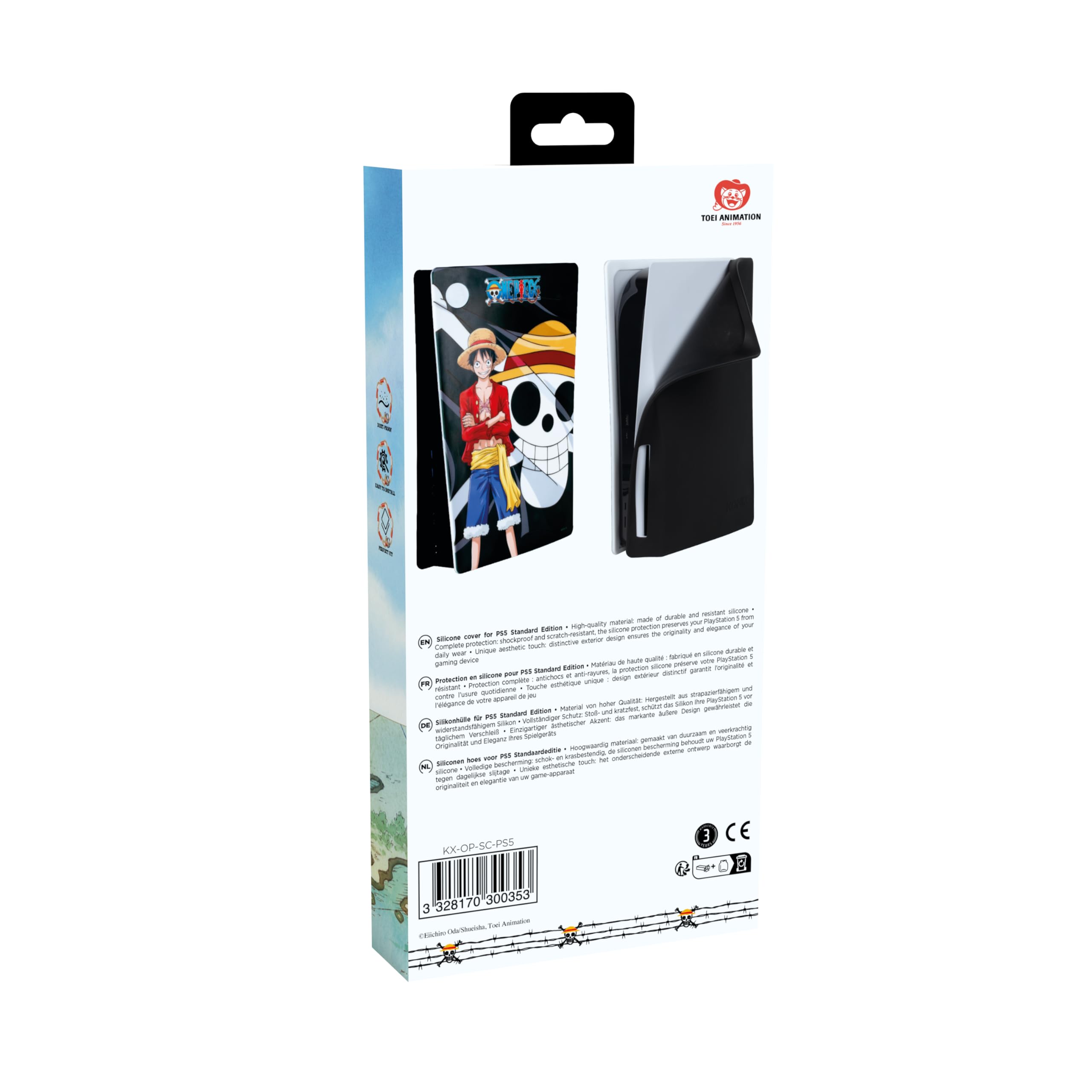 Konix One Piece - Funda Protectora para Consola PS5 (Silicona, antigolpes, Resistente a los arañazos), diseño de Luffy, Color Negro