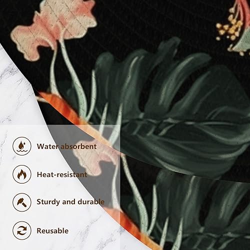 Miniatura 3 de 3 Pcs Trivet Holder Orange Flower and Black Illustration for Hot Dishes 15in Cotton Thread Weave Hot Pot Holders for Stove Halloween Decor