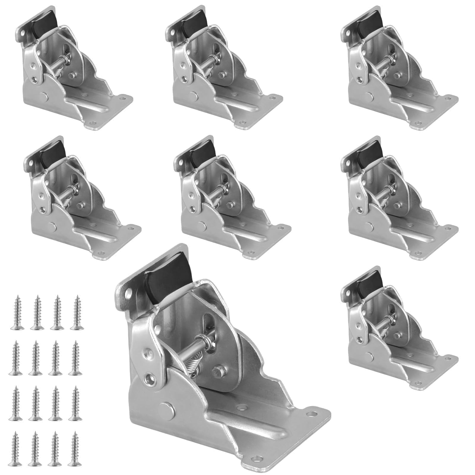 Taicheut Silver 8 Pcs Folding Self Lock Hinges Brackets, 90 Degree Collapsible Lock Extension Table Hinge With Screws,Foldable Hinge Hardware For Table Legs Furniture,