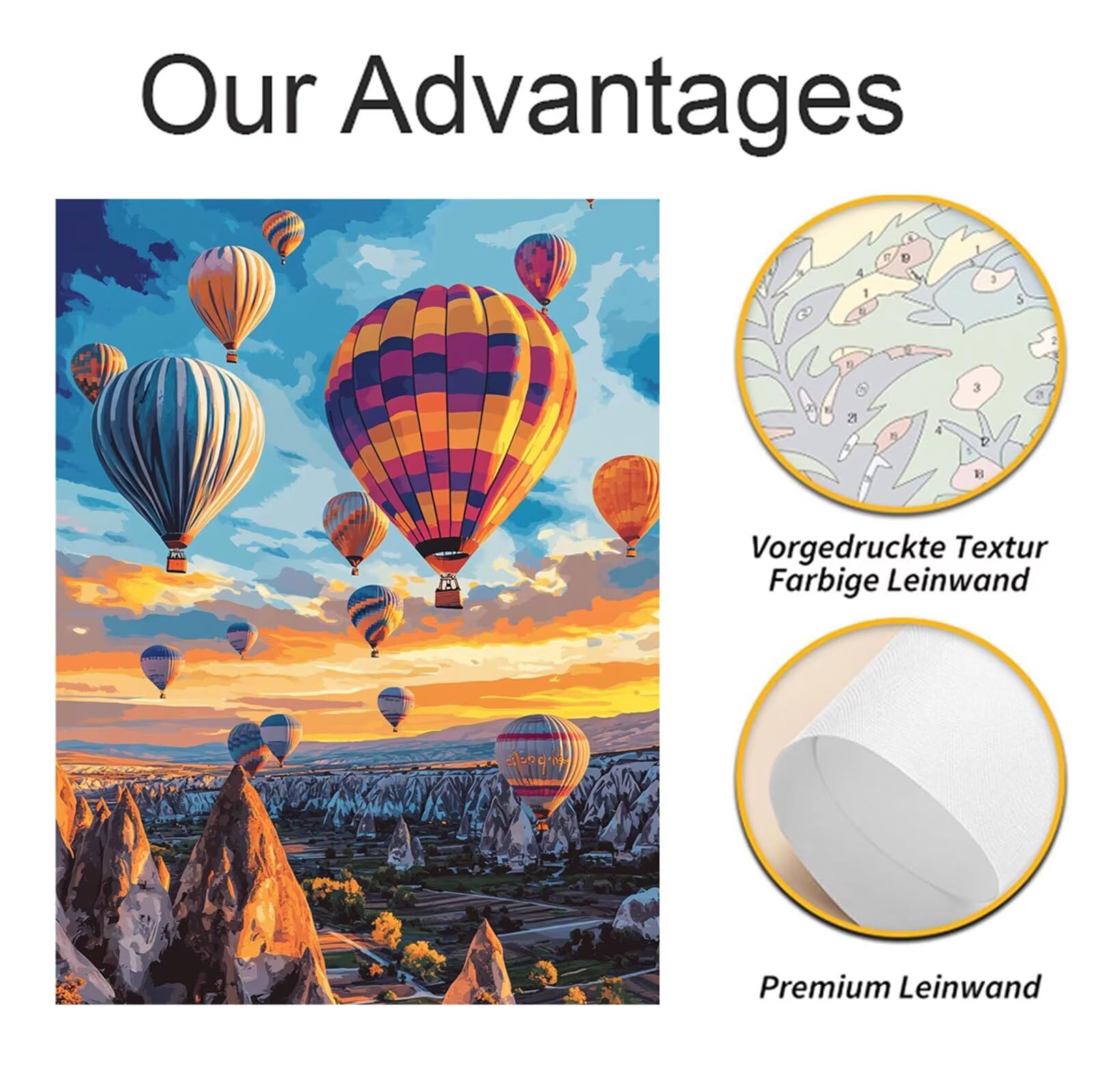Dipingere con i Numeri Adulti Paesaggio Dipingere con i Numeri Palloncino Paint by Numbers Hobby Creativi Adulti Fai Da Te Tela di Pittura a Olio Kit, Decorazioni Regalo 60x90cm Senza Cornice Y3-1059
