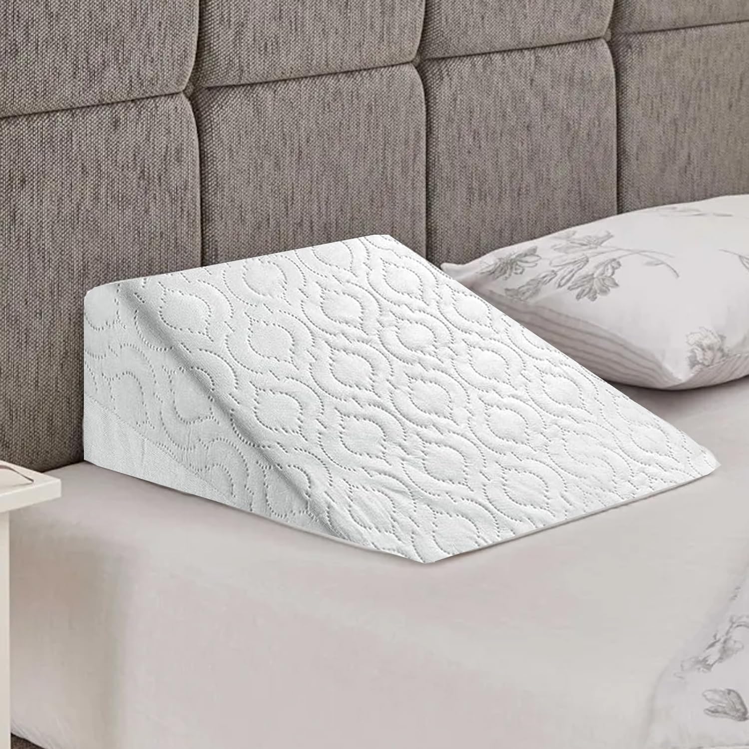 Pinkfairy White Bed Wedge Deeper Sleep Adjustable Pillow Back Support Cushion For Reading, Watching And Sleeping Removable Washable Cover