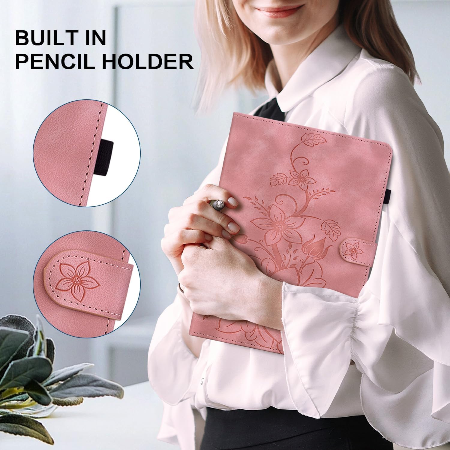 Case for iPad Air 13 Inch M4/M3/M2 (2026/2025/2024), Auto Wake/Sleep Supports Pencil Pro and Pencil(USB-C) Magnetic Multi-Angle Viewing Clasp Cover, Pink