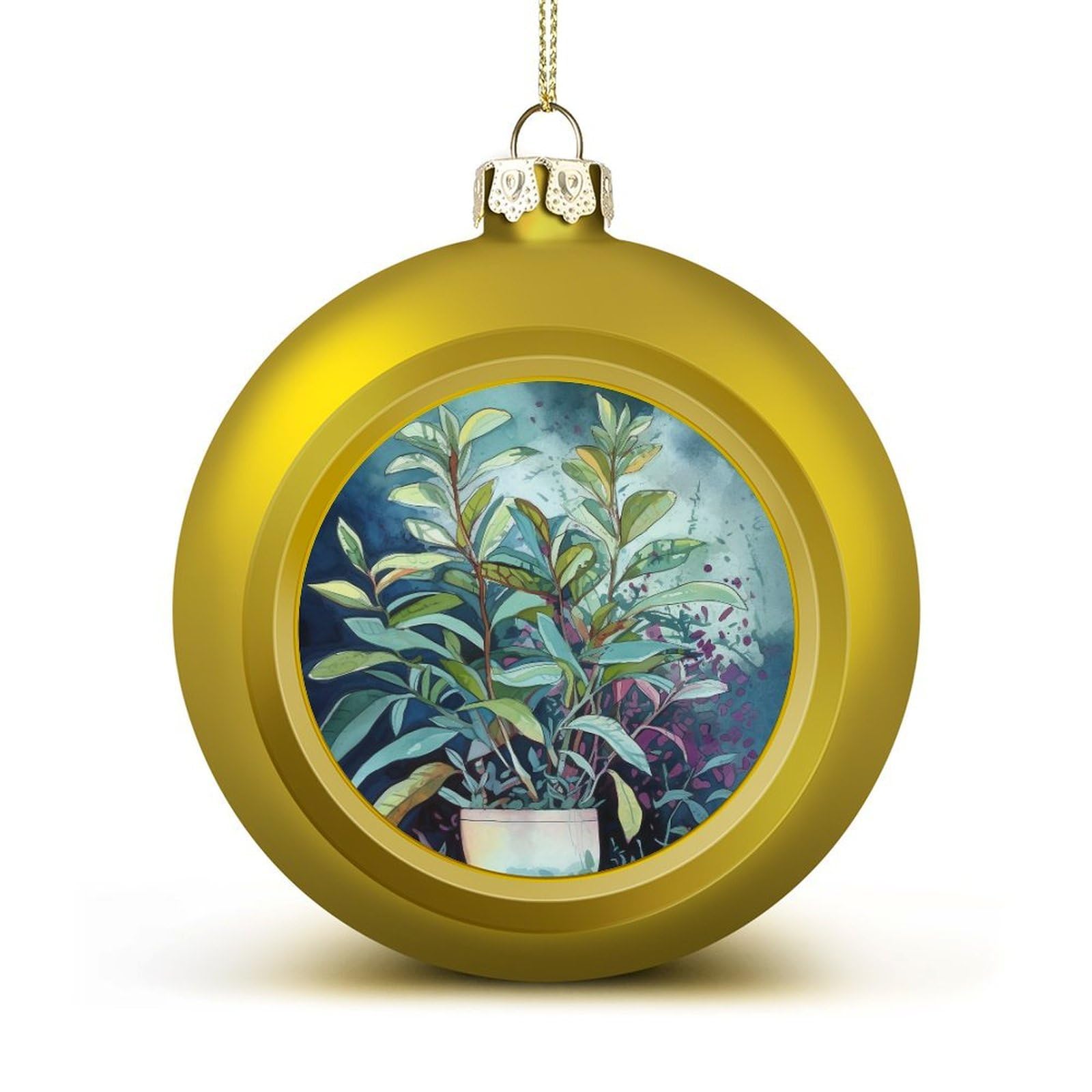 Plant Painting Christmas Balls Ornaments for Xmas Christmas Tree 1.6" Hanging Shatterproof Xmas Balls Hanging Decor Pendants for Holiday Party Outdoor Indoor DIY Craft Supplies