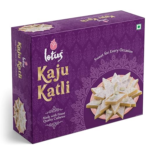 Lotus Kaju Katli Sweet 250g, Barfi Sweets, Indian Mithai Made with Cashew, Pack of 1