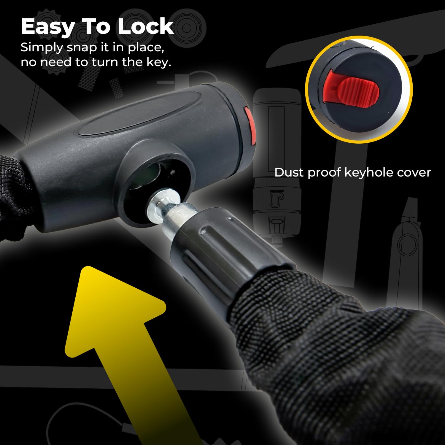 Simply Lucchetto a catena per bicicletta, massima sicurezza, materiali di alta qualità, resiste a tagli e manomissioni, per moto, biciclette, biciclette elettriche, mountain bike, cancelli e