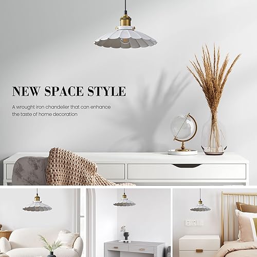 Miniatura 4 de Luces colgantes blancas, lámpara colgante moderna con pantalla de 9.8 pulgadas para isla de cocina, luces colgantes de granja para isla de cocina,