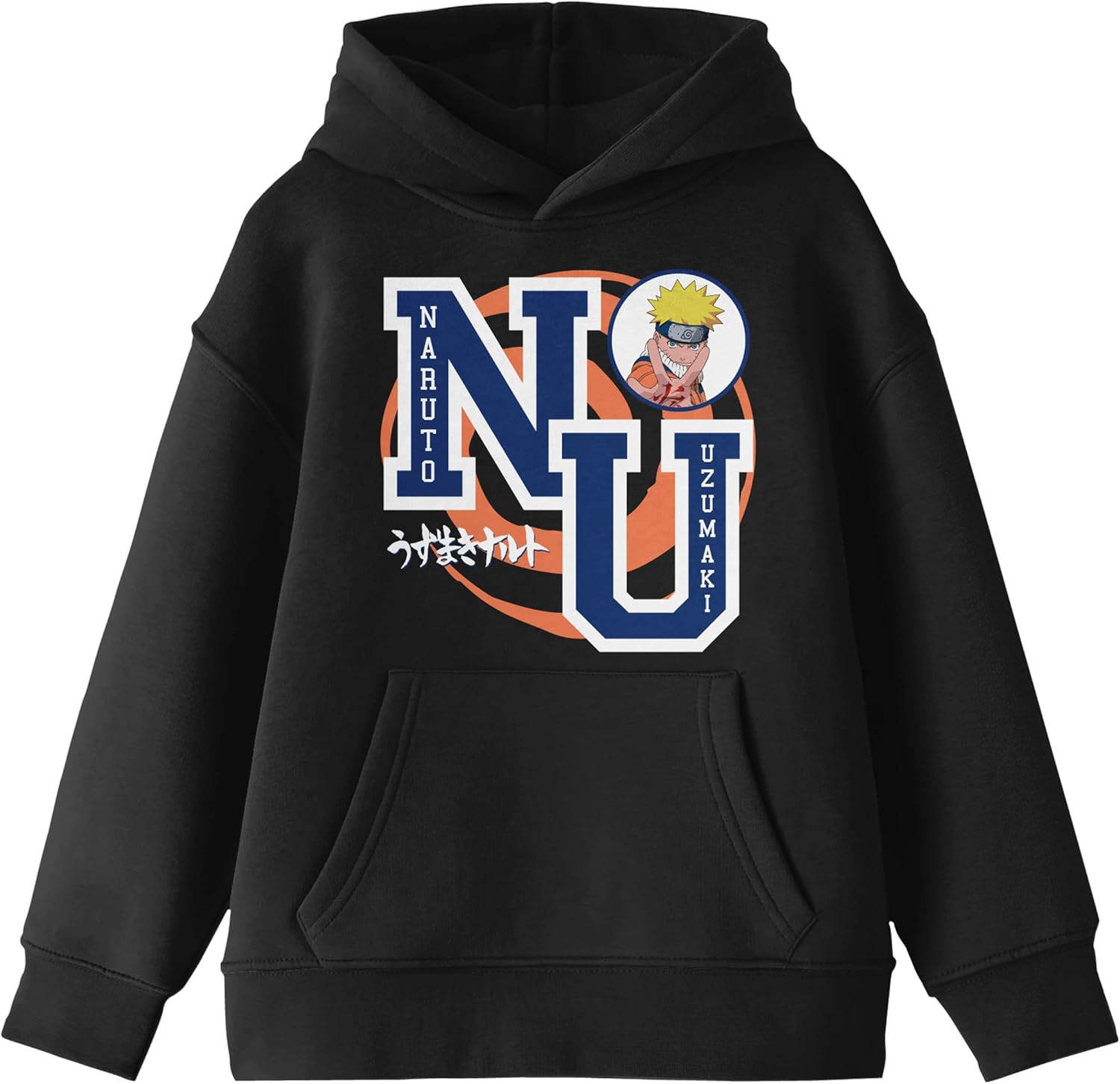 Bioworld Naruto Classic Collegiate Letters Youth Black Graphic Hoodie