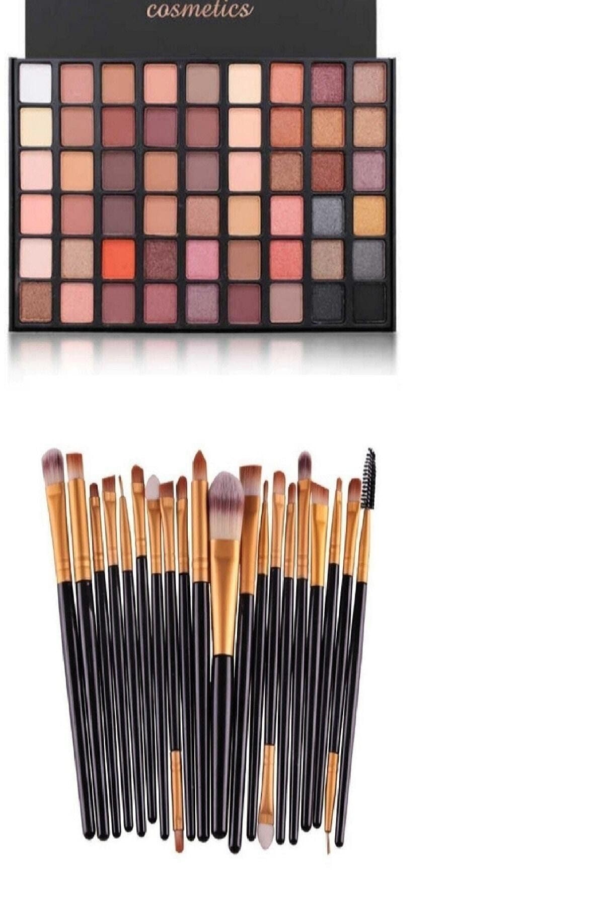makeuptime Make Up 54'lü Göz Farı Paleti+izla 20'li Profesyonel Yumuşak Makyaj Fırça Seti Siyah Renk Pastel