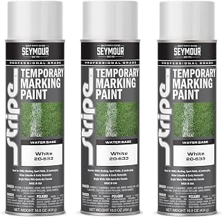 20-633 Stripe Temporary Ground Marker Spray Paint – White (3 Pack, 16 oz Each) | High-Visibility Water-Soluble Marking Paint for Sports Fields, Landscaping & Utility Layouts