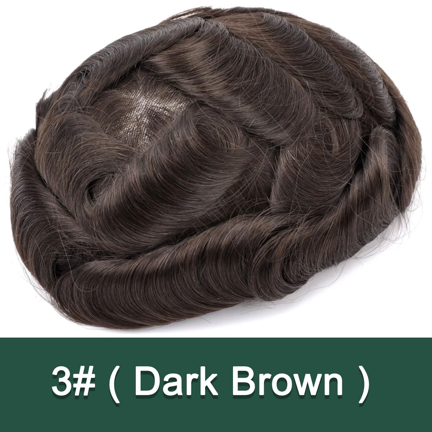 Toupee For Men 0.1mm Poly Skin Human Hair System For Men Men'S Toupee V-Loop Knots Durable Pu Toupee Human Hair Mens Wig Base Size 8X10 Inch 120% Density (#3) - Image 2