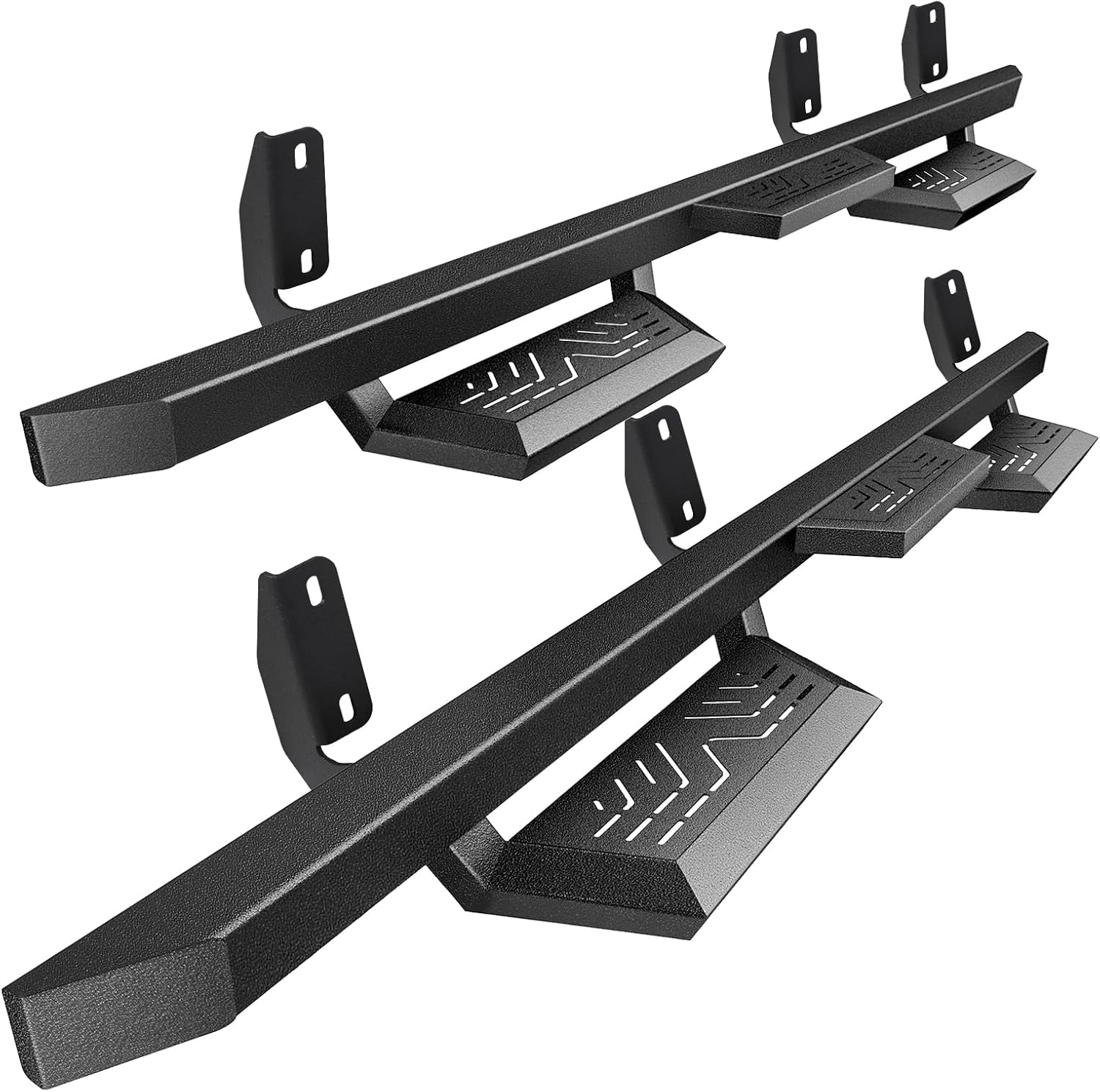 PZ Running Boards Compatible with 1999-2016 Ford F250 F350 Super Duty Crew Cab, Drop Side Steps Black Heavy Duty Carbon Steel Rails Nerf Bars