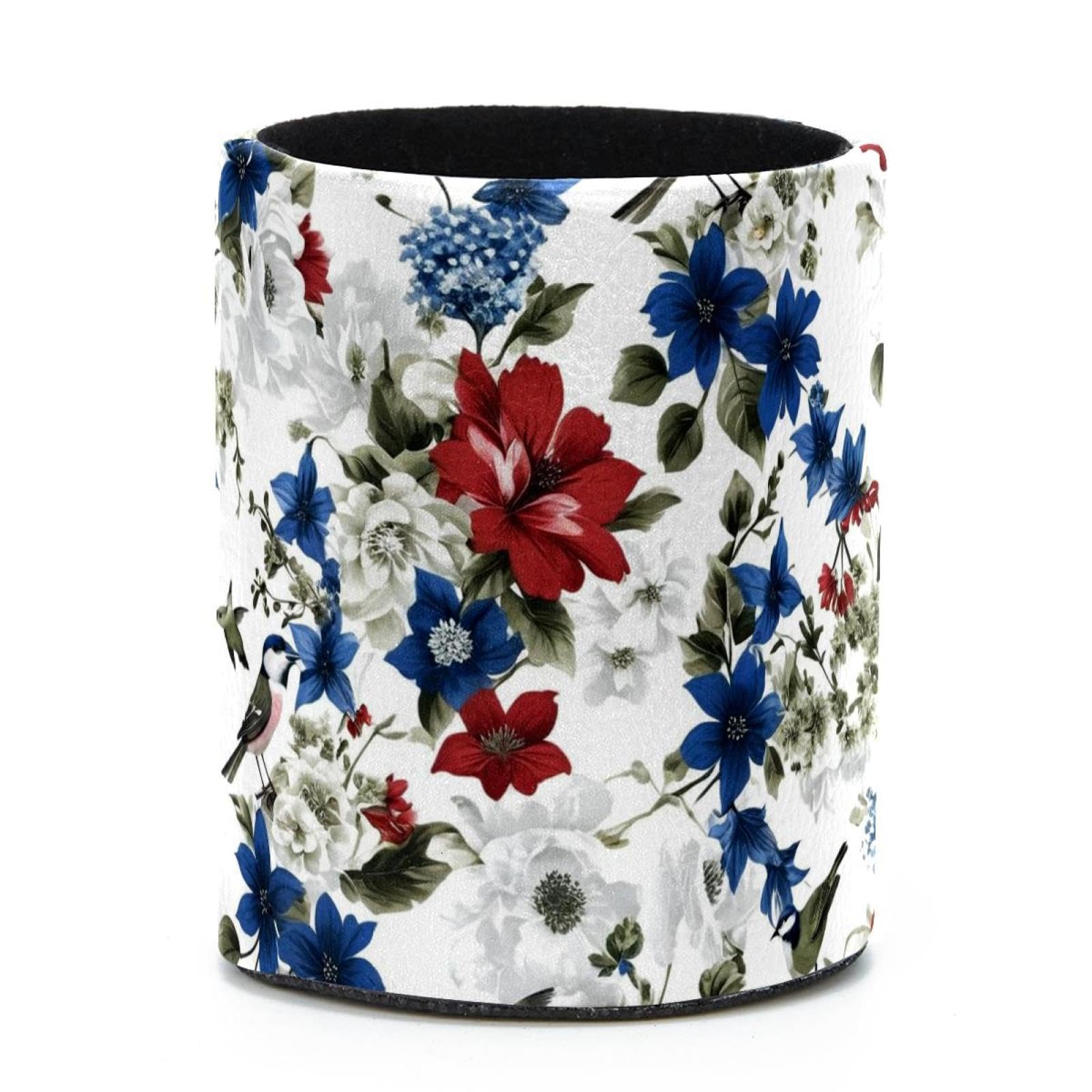 VAPOKF Round Pencil Holders for Desk, Aesthetic Flower Pen Holders Pen Pot Makeup Brushes Storage Desktop Stationery Supplies Organiser for Home Office