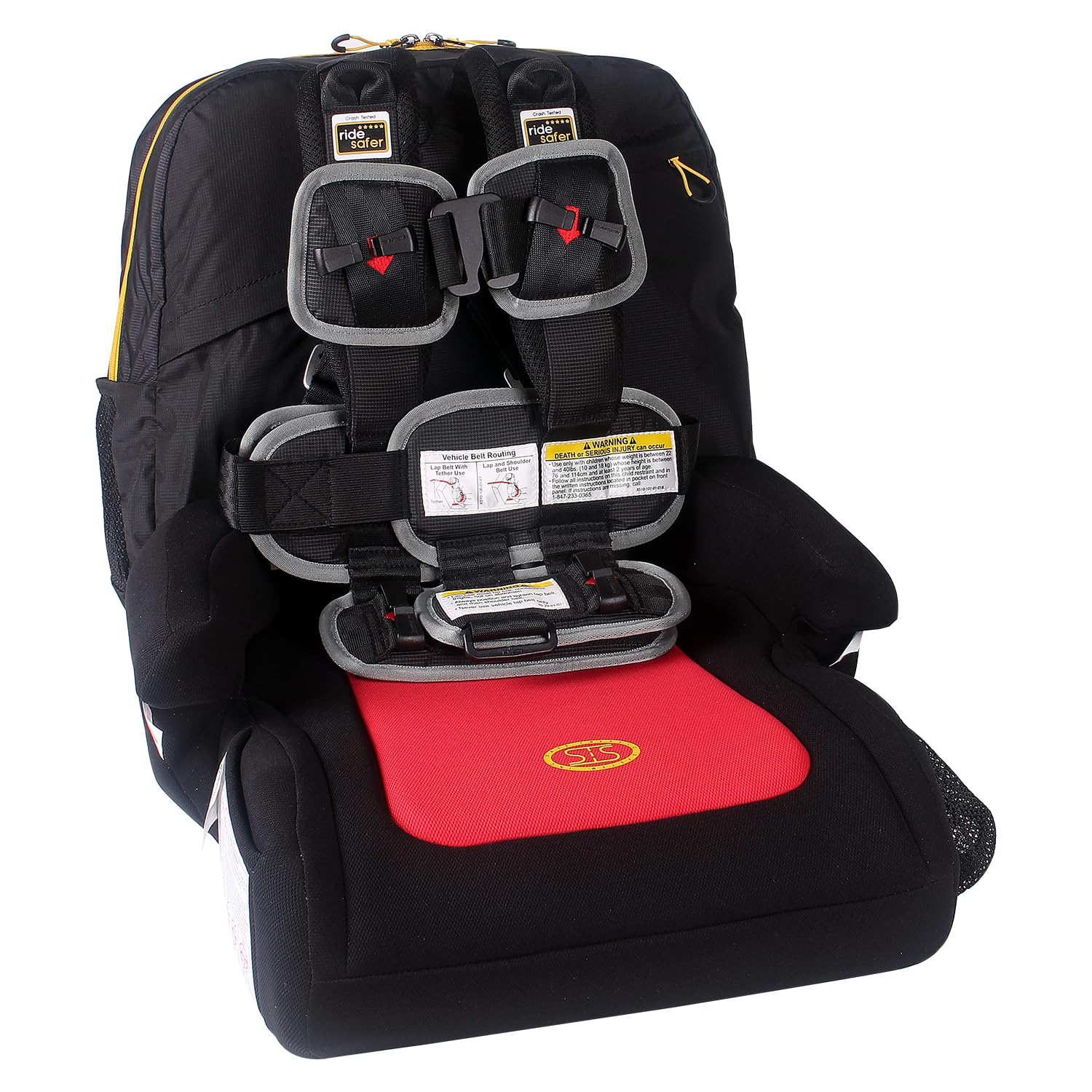 RideSafer - Extra Small Black RideSafer Travel Vest & TravelSmarter Booster Seat Combo, Lightweight, Compact, Portable Car Seat - Perfect for Travel and Everyday Child Safety