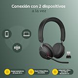 Jabra Evolve2 65 Casque PC Sans Fil - Casque Audio Anti-Bruit Certifié Microsoft Teams avec Batterie Longue Durée - Adaptateur Bluetooth USB-A - Noir - 10