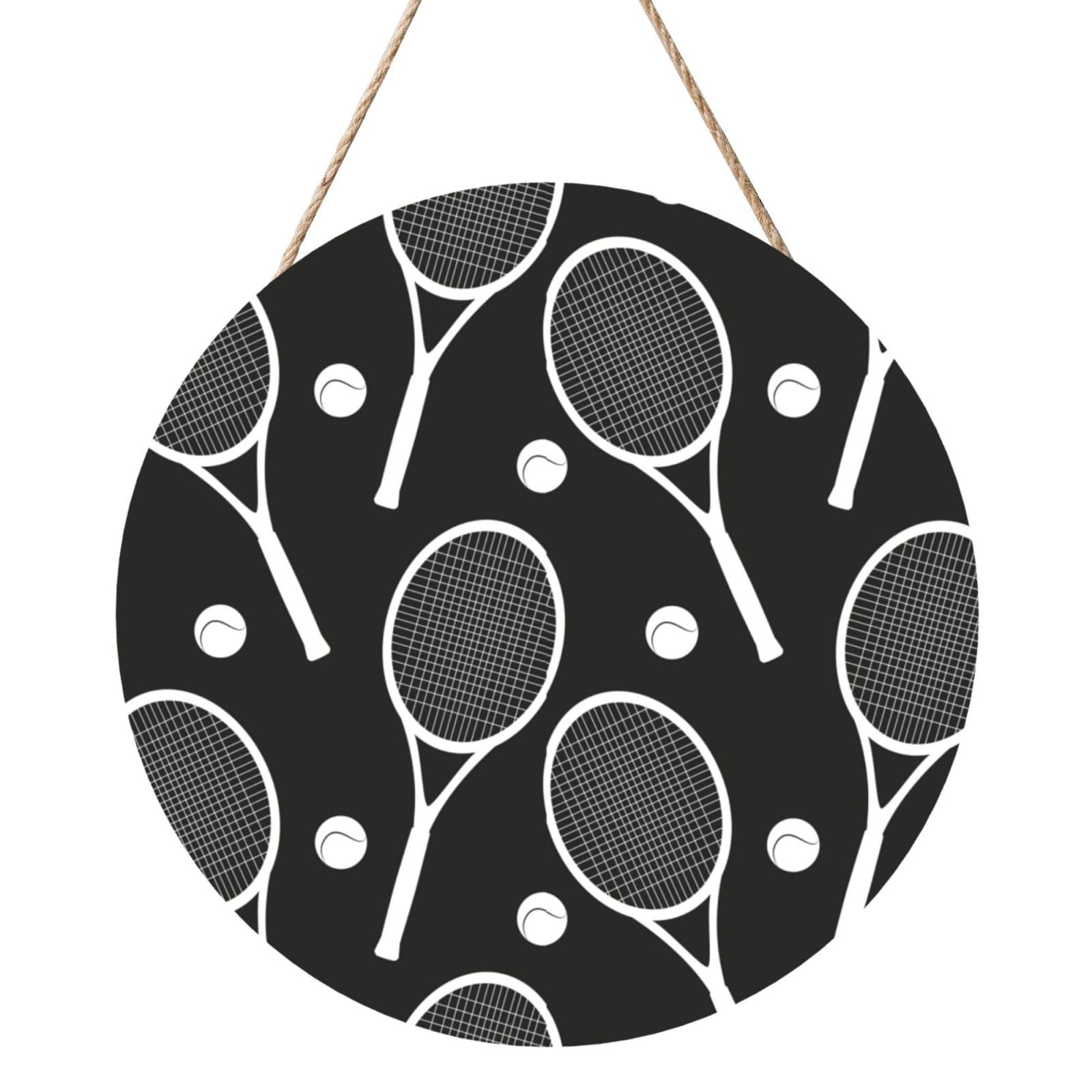 InOmak Tennis Pattern Sports Pattern, Round Wood Panel Painting 12 in, Wall Hanging Painting For Home