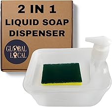 Global Local Liquid Soap Dispenser for Kitchen Dishwash Liquid Soap Dispenser for Kitchen Sink Dish Washer Box Kitchen Dispenser Liquid with Free Sponge(Clear)
