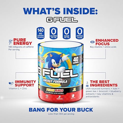 Miniatura 6 de G Fuel Genshin Impact - Polvo energético, sin azúcar, suplemento de concentración de cafeína limpia, mezcla de agua, sabor a cactus y lima, amino de