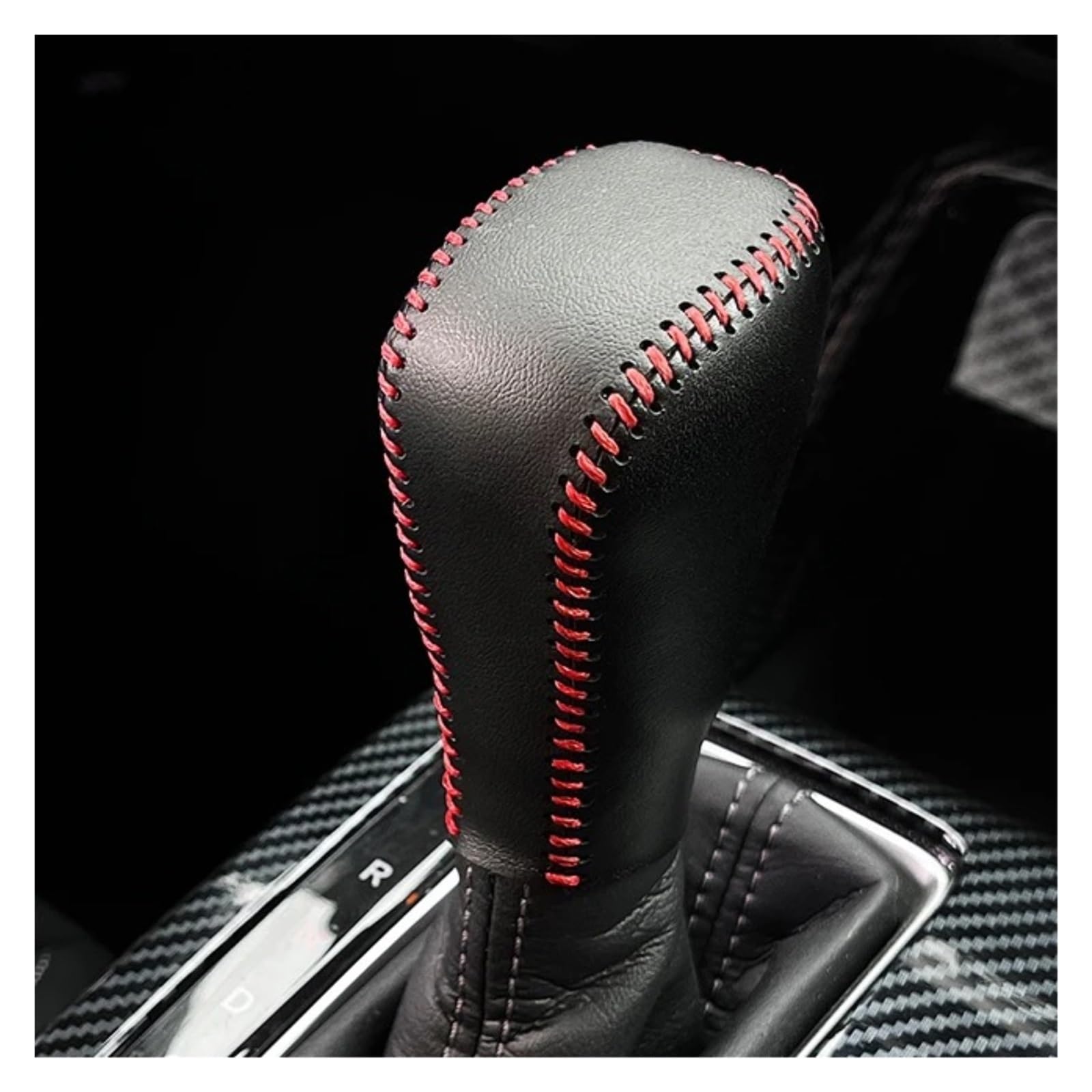tusgt Gear Shifter Knob Head for ZRV 2023 Leather Gear Shifter Protector Head Cover(Black red line)