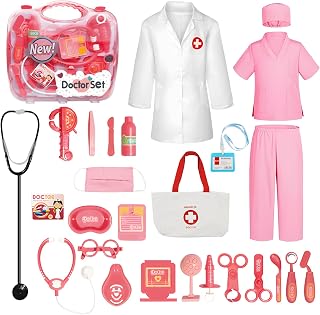Doctors Kit Doctor Costume Set Includes Lab Coat Scrubs Stethoscope and Storage Bag Perfect for Halloween Party Events Gifts