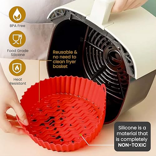 Miniatura 3 de 2 forros de silicona para freidora de aire, forros de freidora de aire, forros de silicona de 8.5 pulgadas, reutilizables, multiusos, 2 unidades