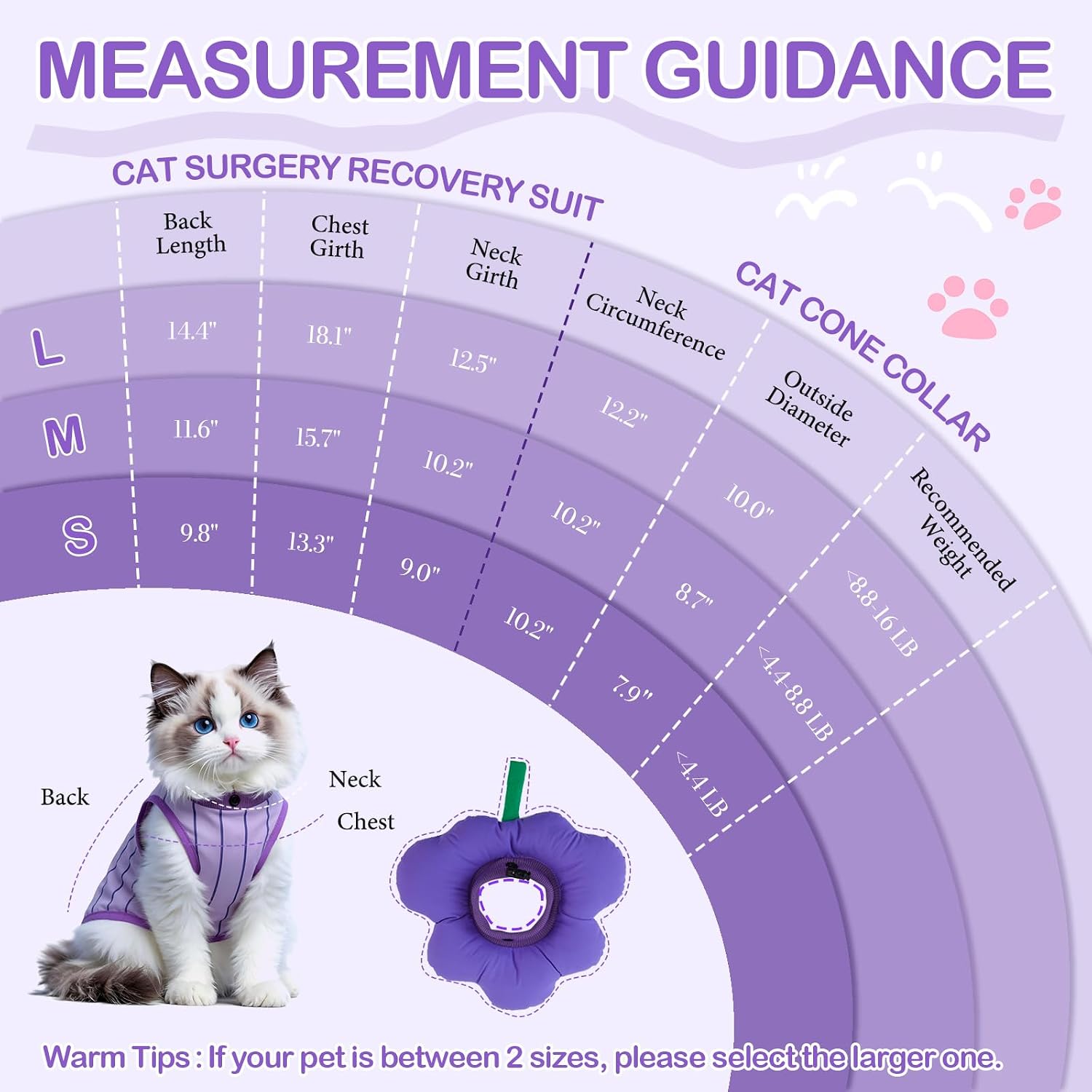 EMUST Cat Recovery Suit with Soft Cone Collar for Female Cats Anti-Licking