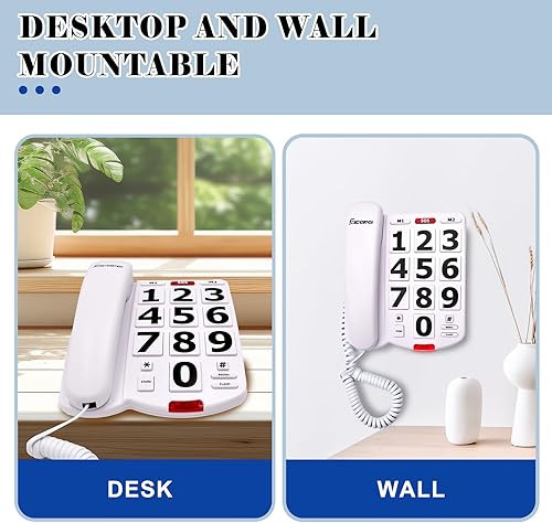 Miniatura 6 de Teléfonos fijos para personas mayores, características de ajuste, marcación de un solo toque, teléfono de botón grande para personas mayores,