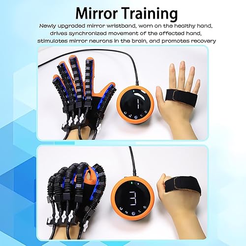 Miniatura 7 de Guante robot de rehabilitación de ambas manos, dispositivo de entrenamiento de fuerza de los dedos para hemiplejia cerebral, fuerza ajustable, con