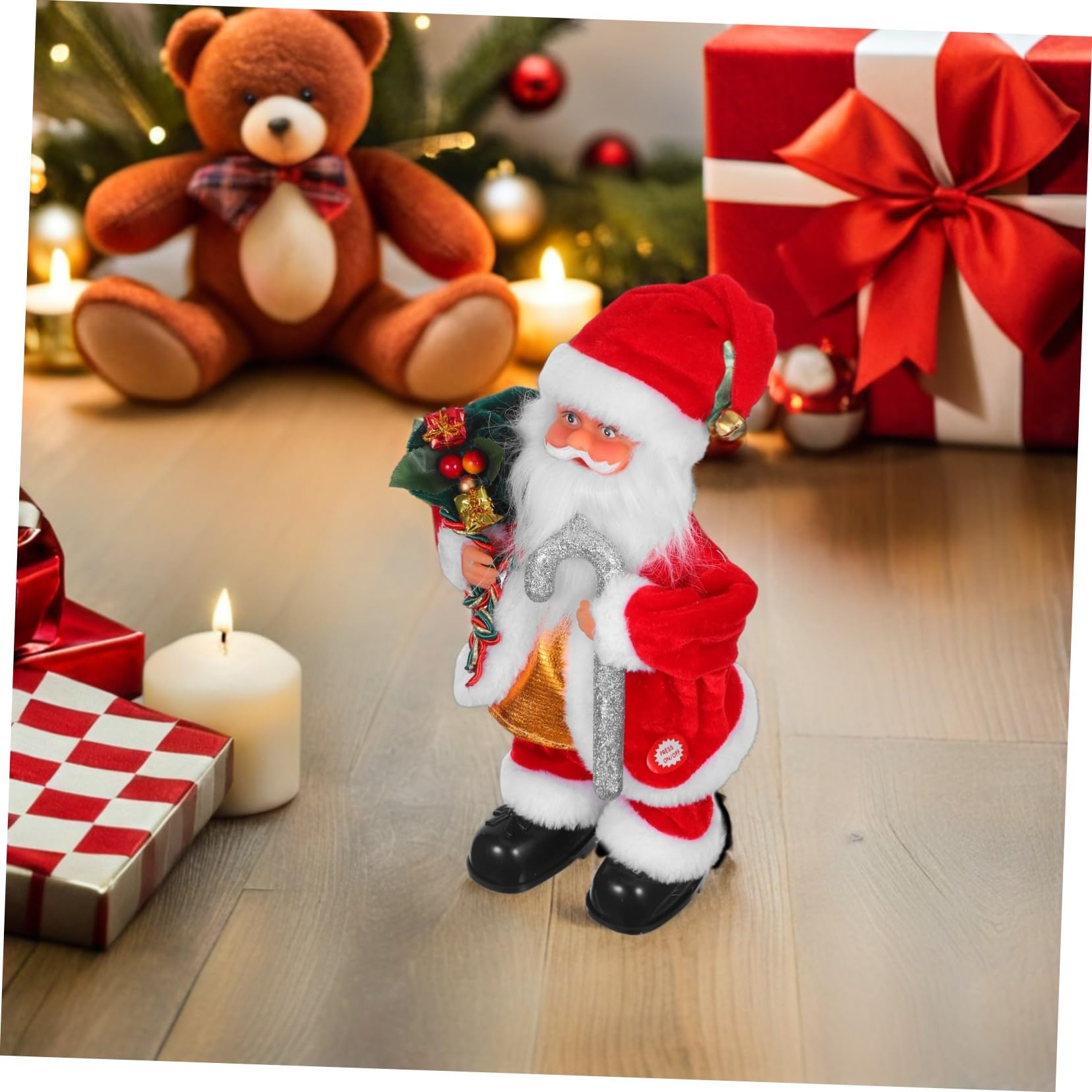 Mikinona Juguete De Papá Noel Eléctrico Adorable Adorno Navideño para Fiestas Juguete con Música para Decoración Familiar