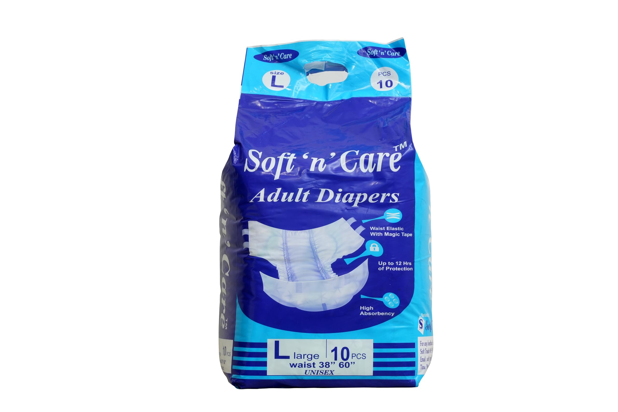Soft 'n' Care Adult Diaper Pants, 10 Count, Waist Size (38-60 inches), Unisex, High Absorbency, Leak Proof, Overnight Protection (L)-image-20