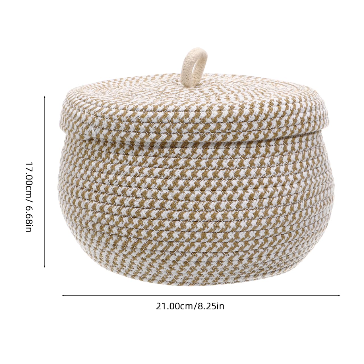 Alipis Piccolo cesto decorativo in corda con coperchio cestino portaoggetti da scrivania in cotone intrecciato per soggiorno