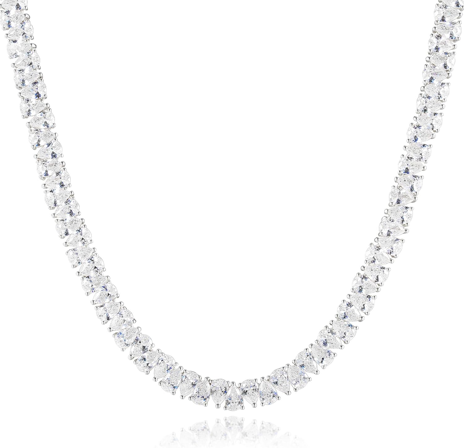 Kose Pear Cubic Zirconia Tennis Necklace for Women and Men- 18k white/yellow gold plated chains and 5A Pear Cubic Zirconia Cut Faux Diamond Tennis Chain| Festival gifts |Size 16/18/20inch