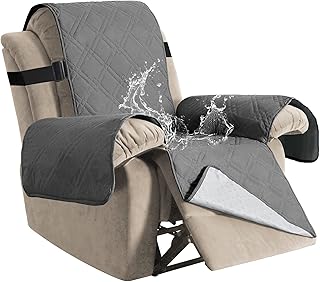 H.VERSAILTEX 100% Waterproof Quilted Recliner Chair Cover Recliner Cover Recliner Slipcover for Living Room, Secure with Elastic Strap and Non Slip Puppy Paw Silicone Backing (Standard, Grey)