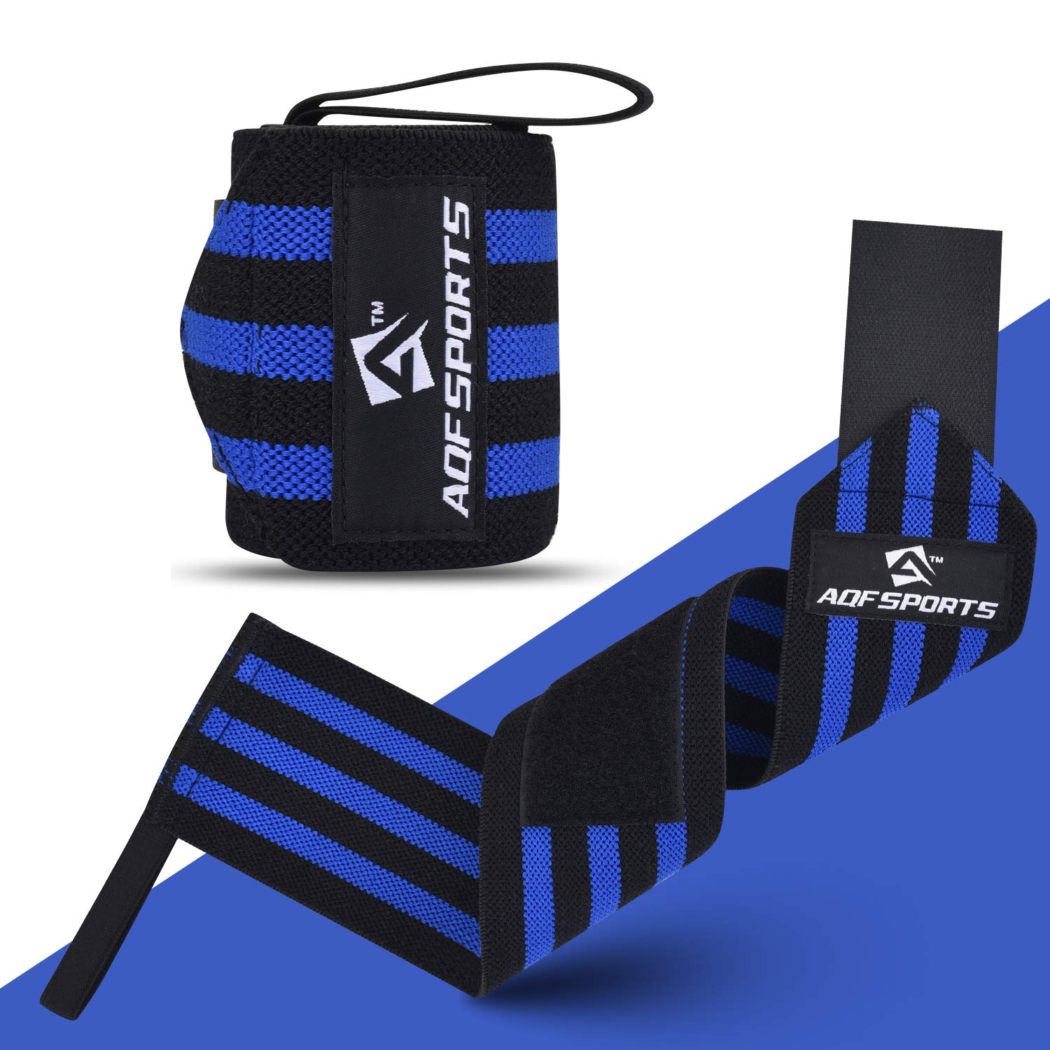 AQF Polsiere Palestra (Set) - IPL USPA Approvato 45cm Polsini Palestra, Gym e Fasce Sollevamento Pesi - Accessori Fitness Tutore Polso con Pollice Loop per Bodybuilding
