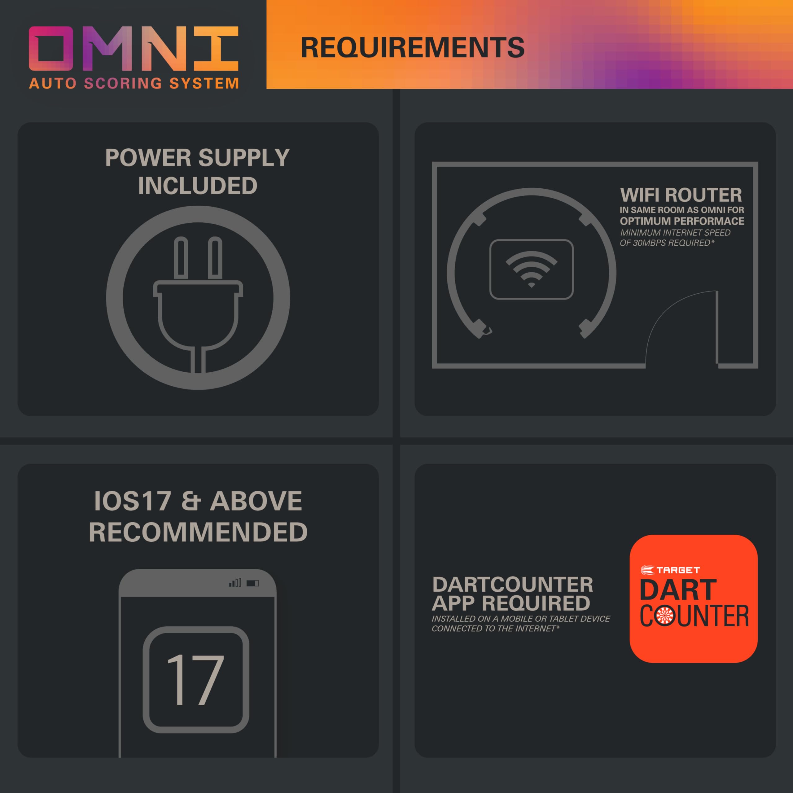 TARGET Darts Omni Dartboard Auto Scoring Ring con Luci LED | Telecamera per il Punteggio Delle Freccette, Sistema di Illuminazione per Freccette Magnetiche | Pacchetto Ultimate per La Casa