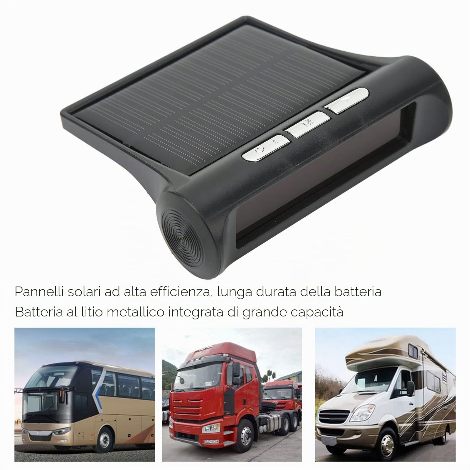 Monitor Pressione Pneumatici 6 Ruote con Allarme Sonoro Avviso LCD, di Monitoraggio Pressione Pneumatici Solare 8bar per Autocarro e RV
