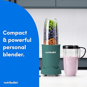nutribullet Pro Personal Blender, Shakes, Smoothies, Food Prep, and Frozen Blending, 32 Ounce Cup, 24 Ounce Cup, Flip-top Travel Lid, 900 Watt, Matte Eucalyptus, NB9-0901EUC