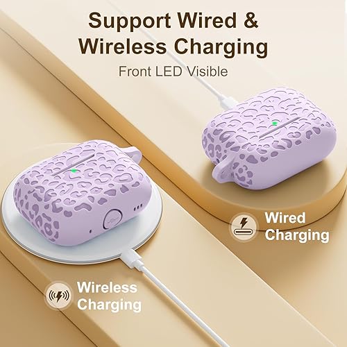 Vista 258 de Funda para Airpods de 2ª y 1ª, silicona suave, leopardo, compatible con Apple AirPods de 2ª/1ª generación de carga con llavero, a prueba de golpes