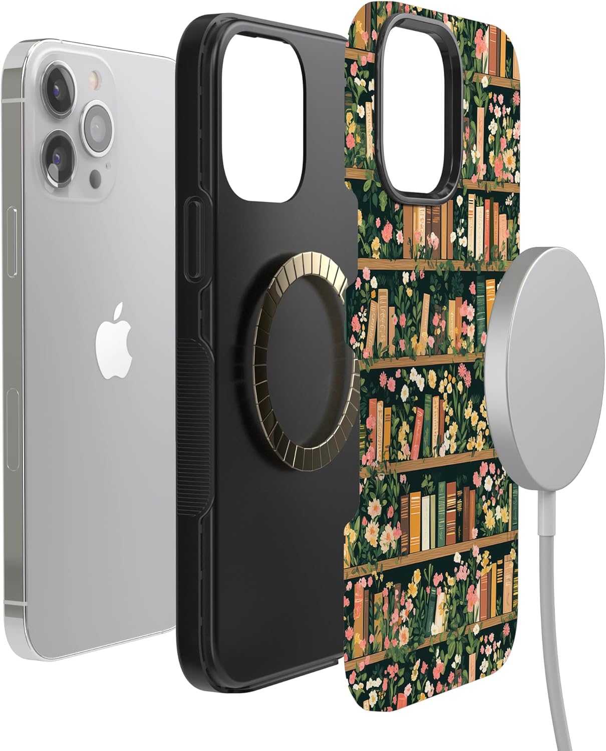 Casely iPhone 13 Pro Max Case | Book Nook | Floral Library | Bold Protective Design | Compatible with MagSafe