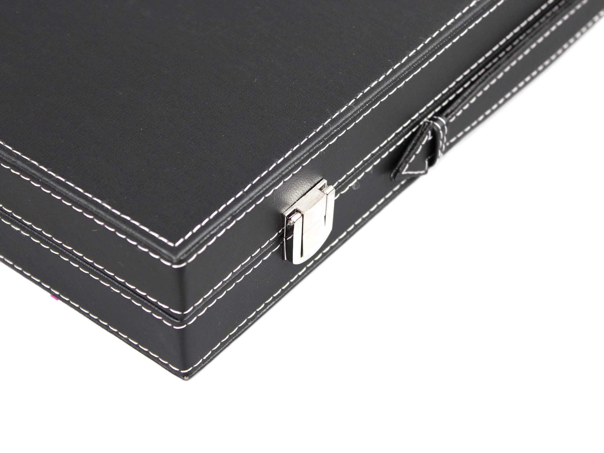 Backgammon, set in pelle nera e intarsiata verde malachite, pieghevole, tradizionale per adulti, bambini, famiglia, viaggio, backgammon, set di cartelle da gioco, 38 cm