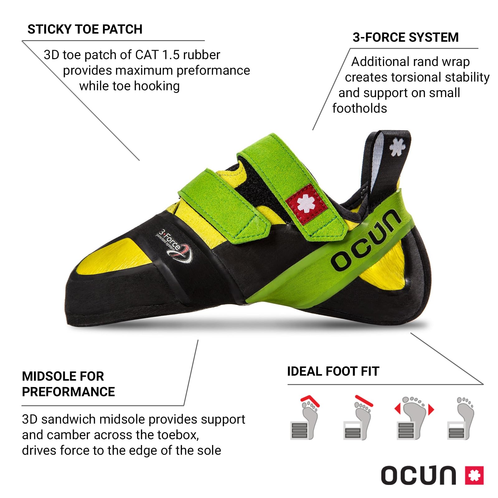 Ocun Ozone Plus Bouldering Shoe | Rock Climbing Shoe, Yellow/Green, 5.5