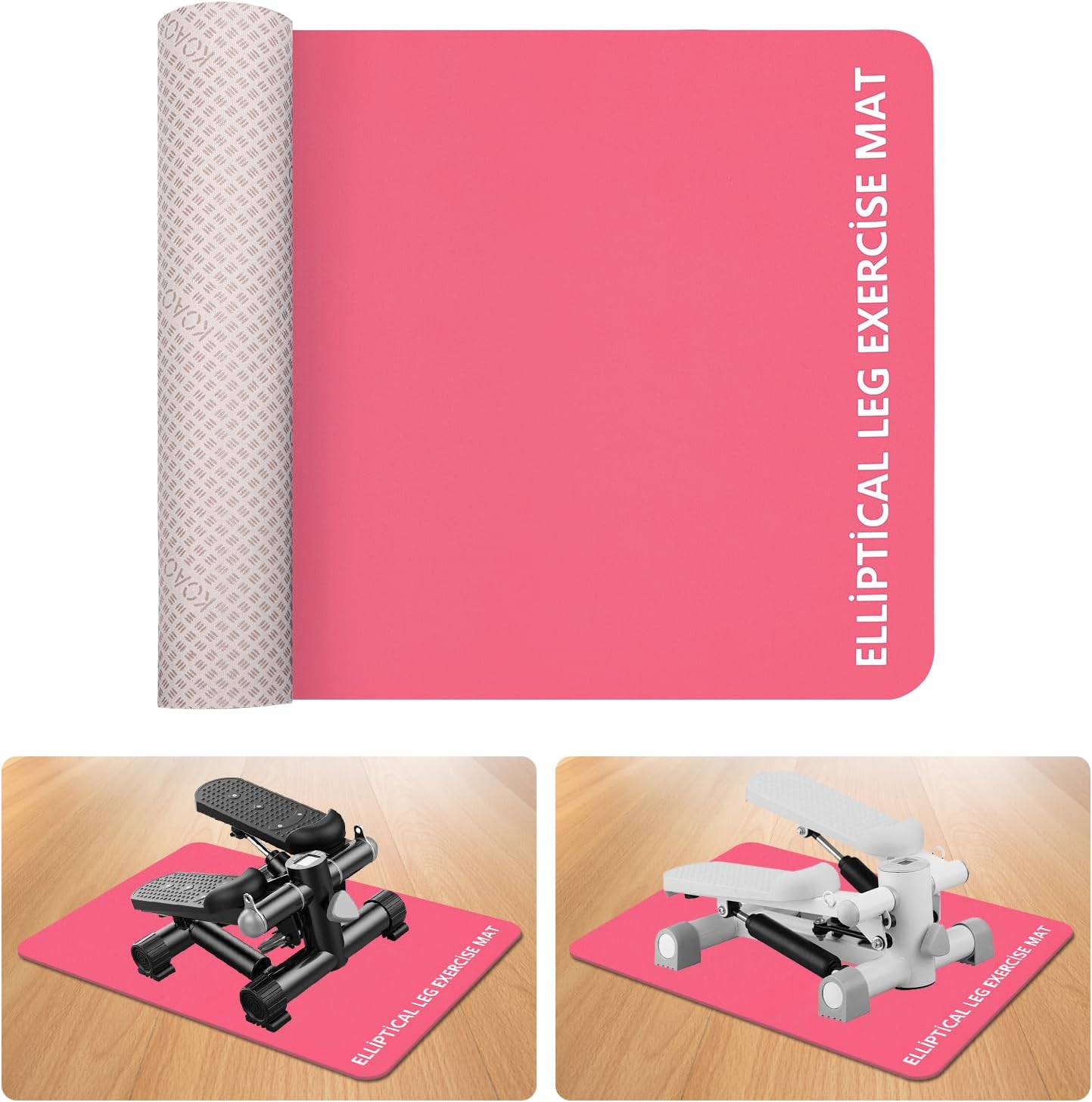 Under Desk Elliptical Mat, Pletpet Non-Slip Exercise Mat for Under Desk Elliptical Suitable for Ellipse Leg Exerciser Machine Improving Machine Stability and Protecting Floors (Pink, 17′ x 23.6′, 1)