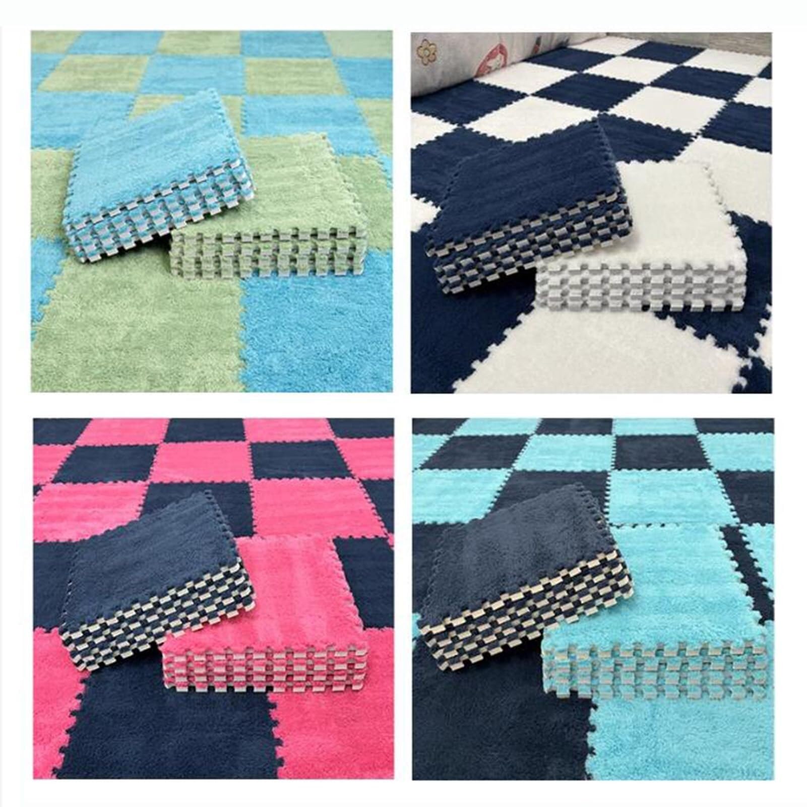 10-pak miękkich, pluszowych, piankowych płytek do samodzielnego układania – 24x24 cale, wygodne maty podłogowe z puzzli do pokoju zabaw dla dzieci, salonu, pokoju dziecię,#12-60x60x1cm