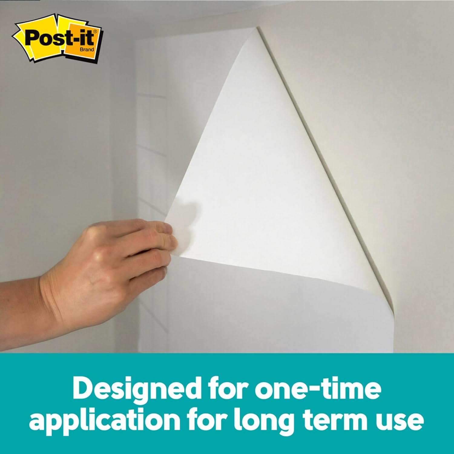 Post-it Easy Erase Permanent Marker Whiteboard Surface, Permanent Marker Wipes Away with Water, 4 ft x 3 ft, White Dry Erase Whiteboard Film (EE4x3)