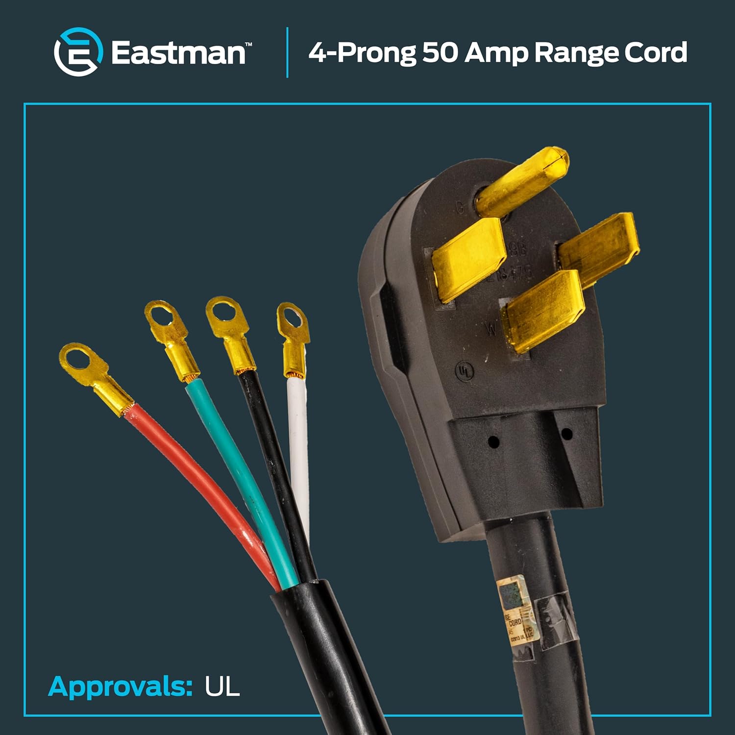 Eastman 6 Feet Electric Range Cord, 50 Amps 4-Prong Wire, 61247