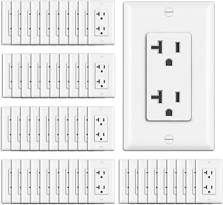 BESTTEN 50-Pack 20A Decorator Receptacle Outlets with Wallplates, UL/cUL Listed, White - Residential & Commercial Use