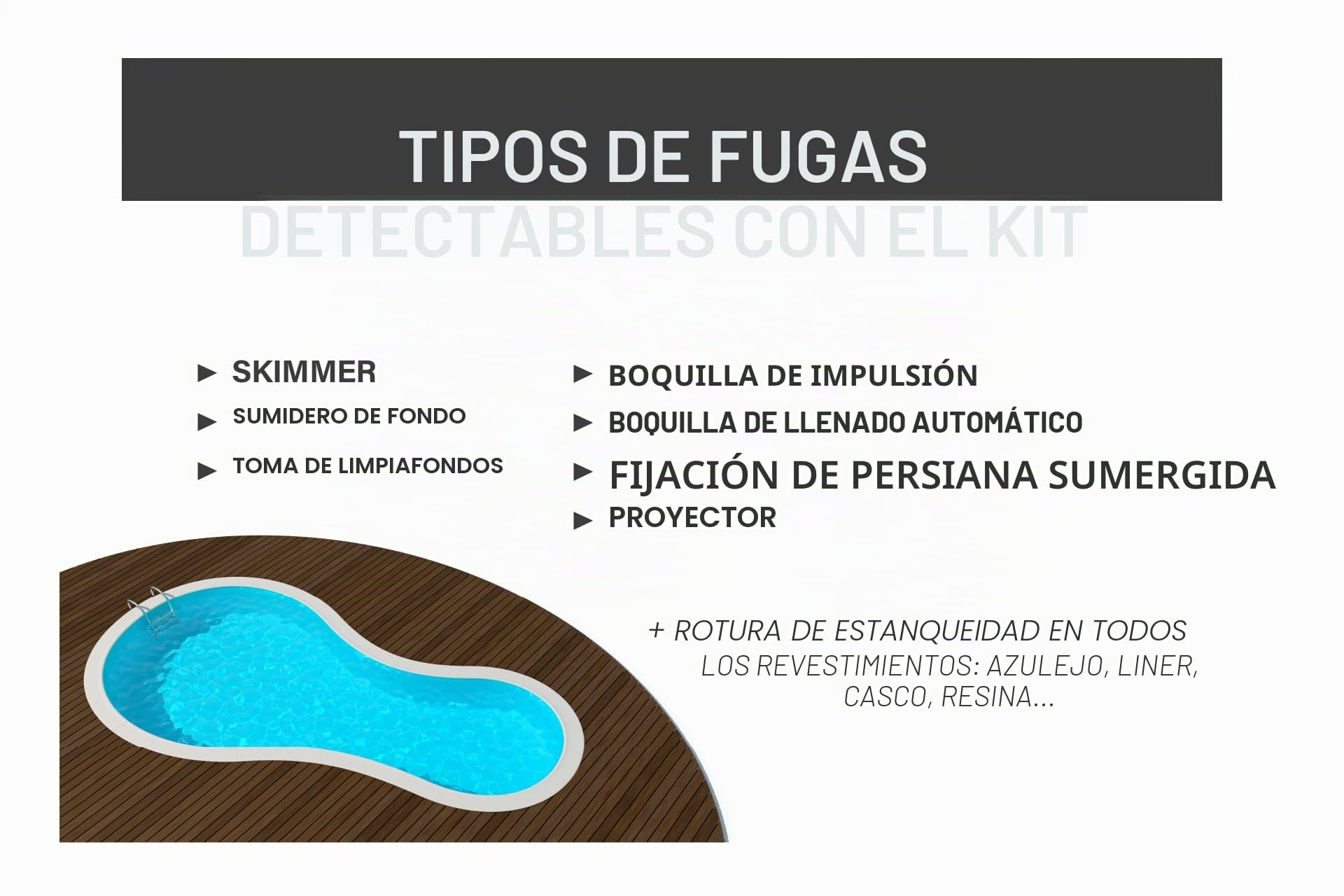 Méduze – Kit de búsqueda de fugas de agua para piscina 1L – Listo para usar