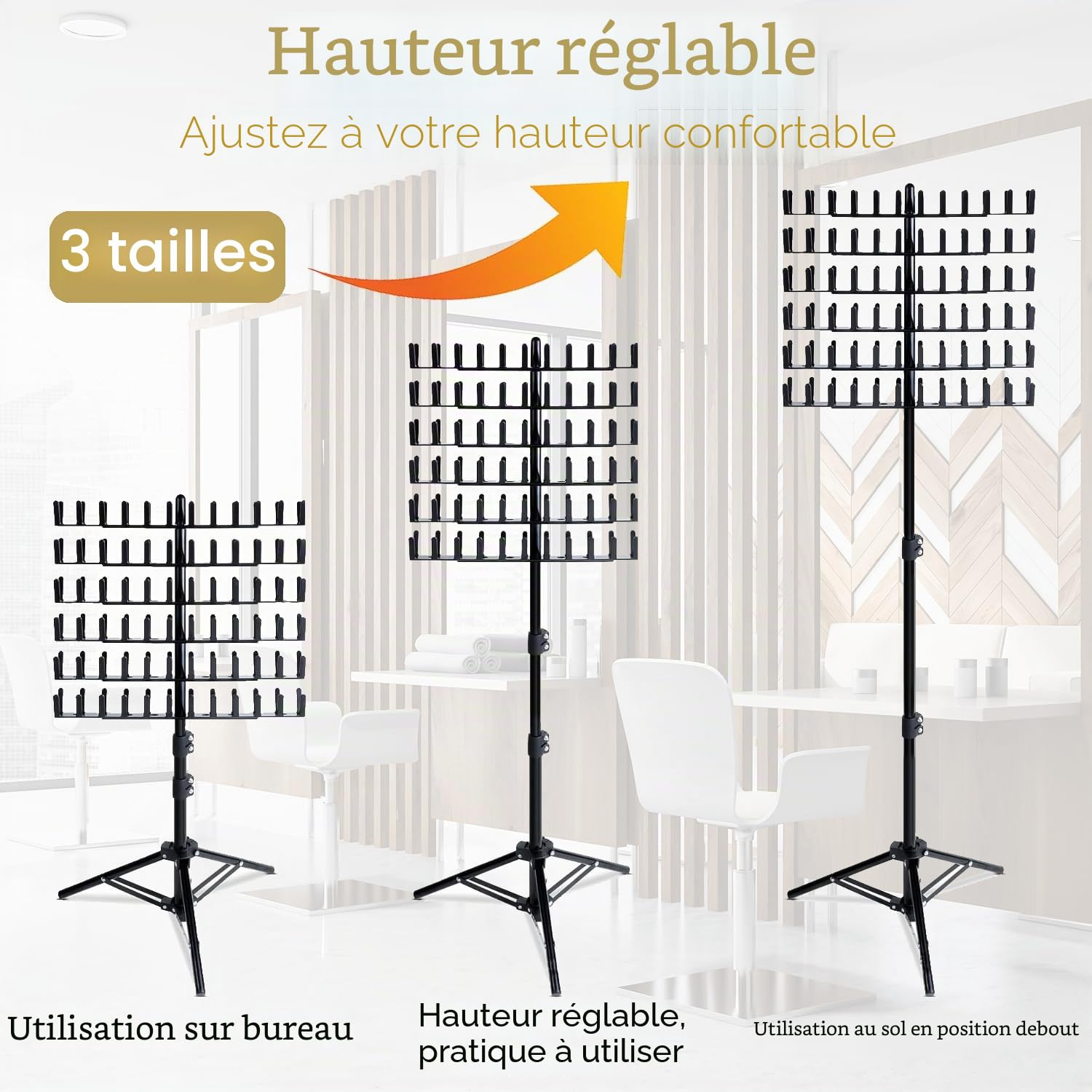 Funvalley Surperfect Support de tressage avec 144 piquets, support d'extension de cheveux réglable en hauteur, support double face pour perruque, séparateur de cheveux pour salon de coiffure, maison