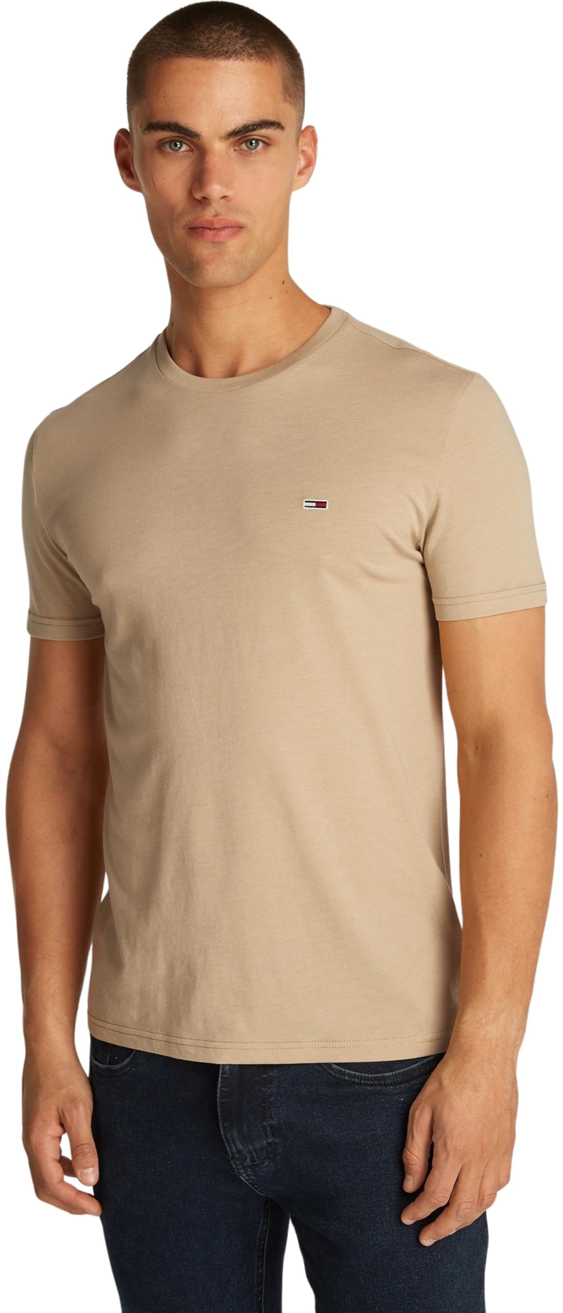 Tommy Jeans Men's TJM XSLIM Jaspe HTR TEE EXT DM0DM20363 S/S T-Shirt, Beige (Relic Tan Heather), XXL_Plus