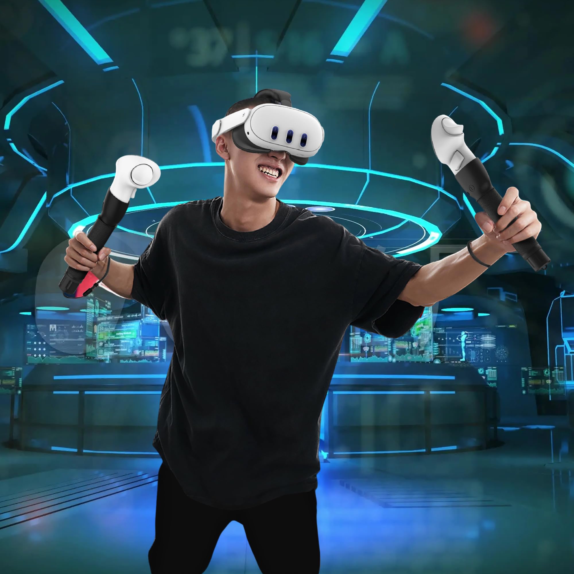 Poignées de Contrôleur, Poignée D'extension Compatibles avec Oculus 3S/ 3 Accessoires, Antidérapant en Silicone Sangles de Contrôleur