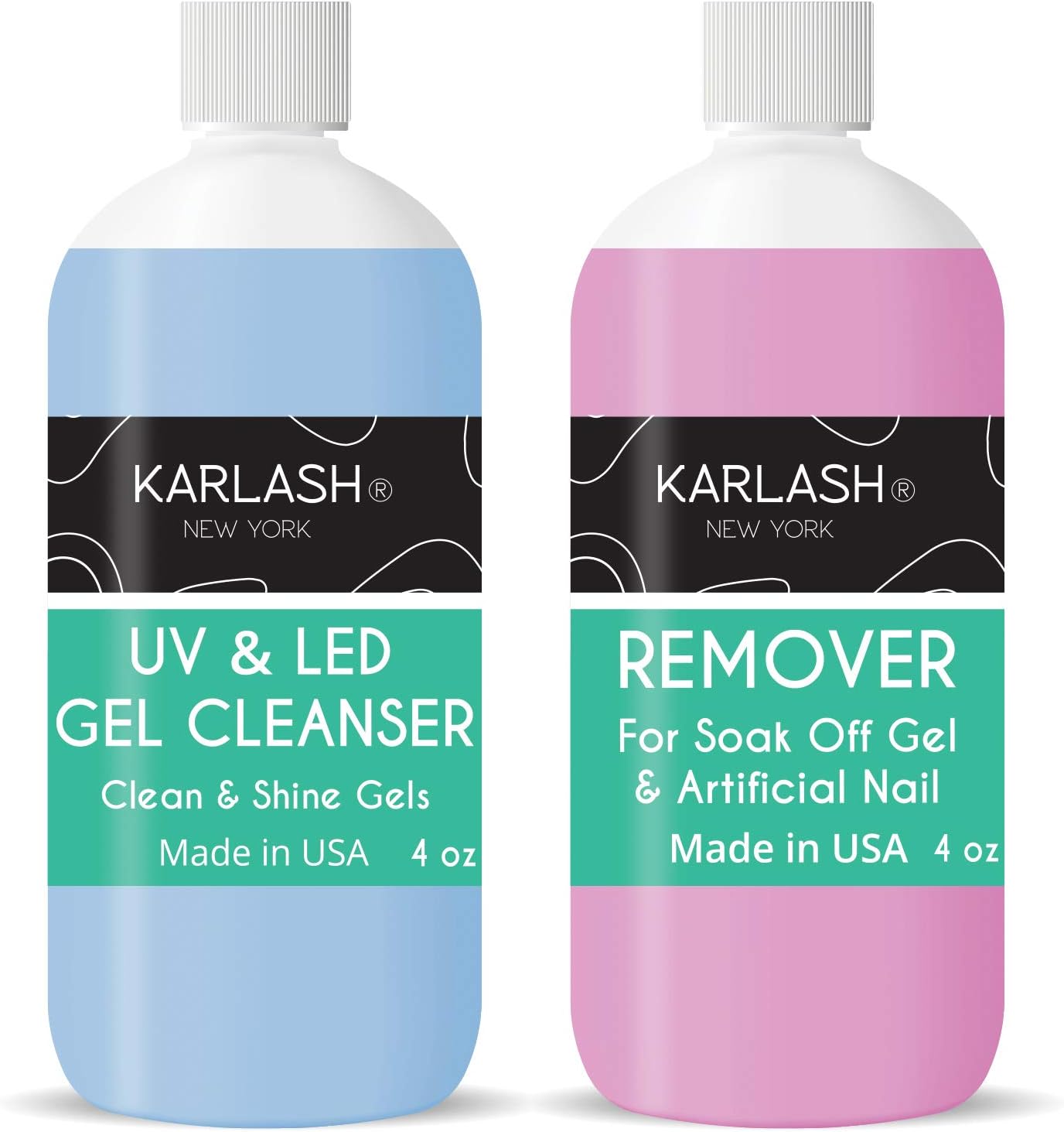 Karlash Professional Soak Off Remover for Gel Nail Polish Remover & UV Gel Cleanser for Gel Polish Top Coat (Set of 4 Ounce)